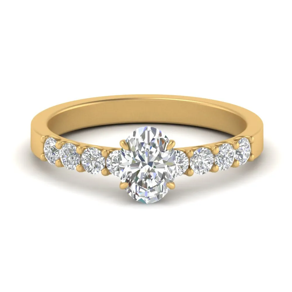 IGI Certified 1/2 - 5 Carat Lab Grown Diamond U Prong Side Stone Engagement Ring 14K Gold