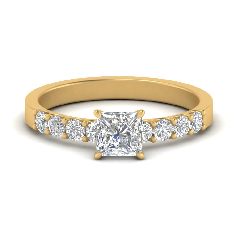 IGI Certified 1/2 - 5 Carat Lab Grown Diamond U Prong Side Stone Engagement Ring 14K Gold