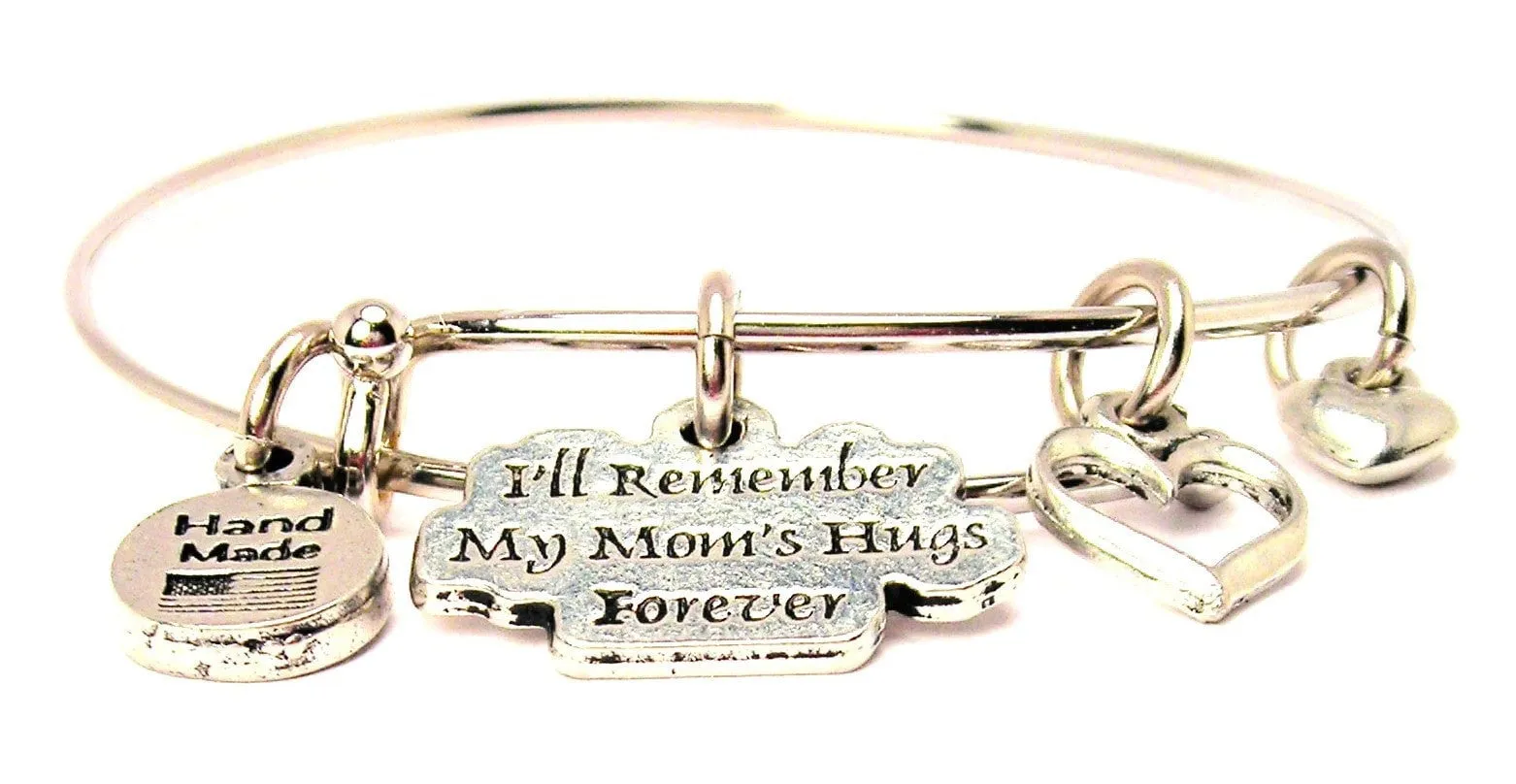 I'll Remember My Mom's Hugs Forever Expandable Bangle Bracelet