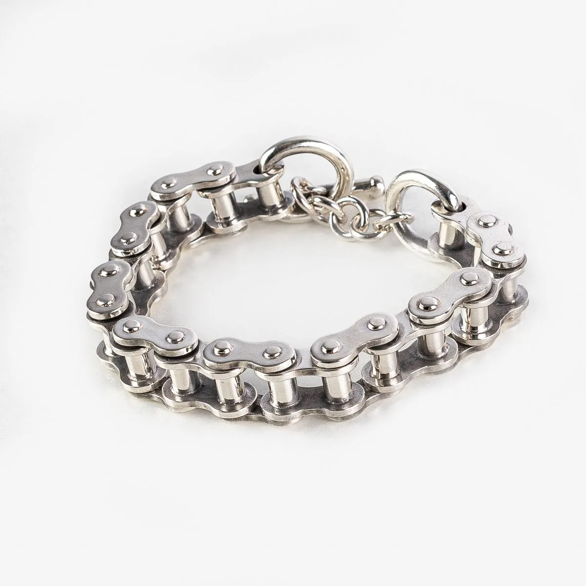 Iron Heart Motorcycle Chain Bracelet Sterling Silver