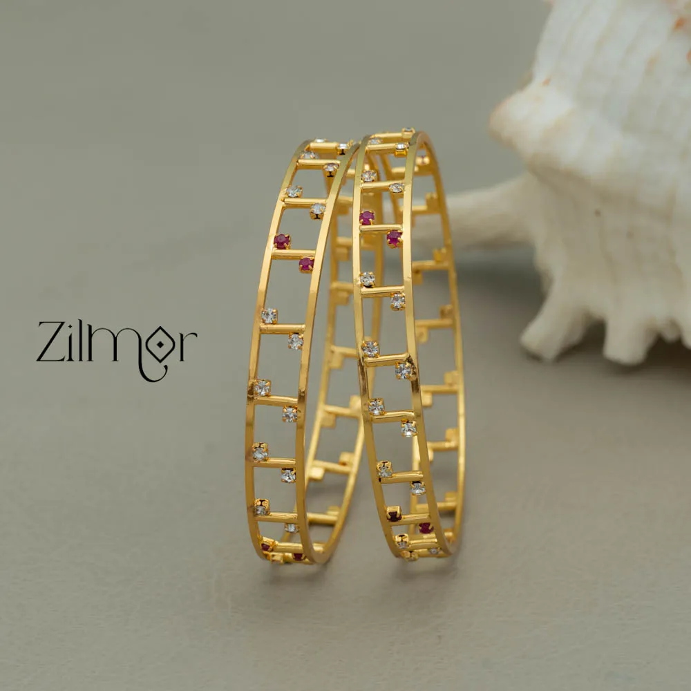 KF101629 - Gold Plated stone bangle (pair)