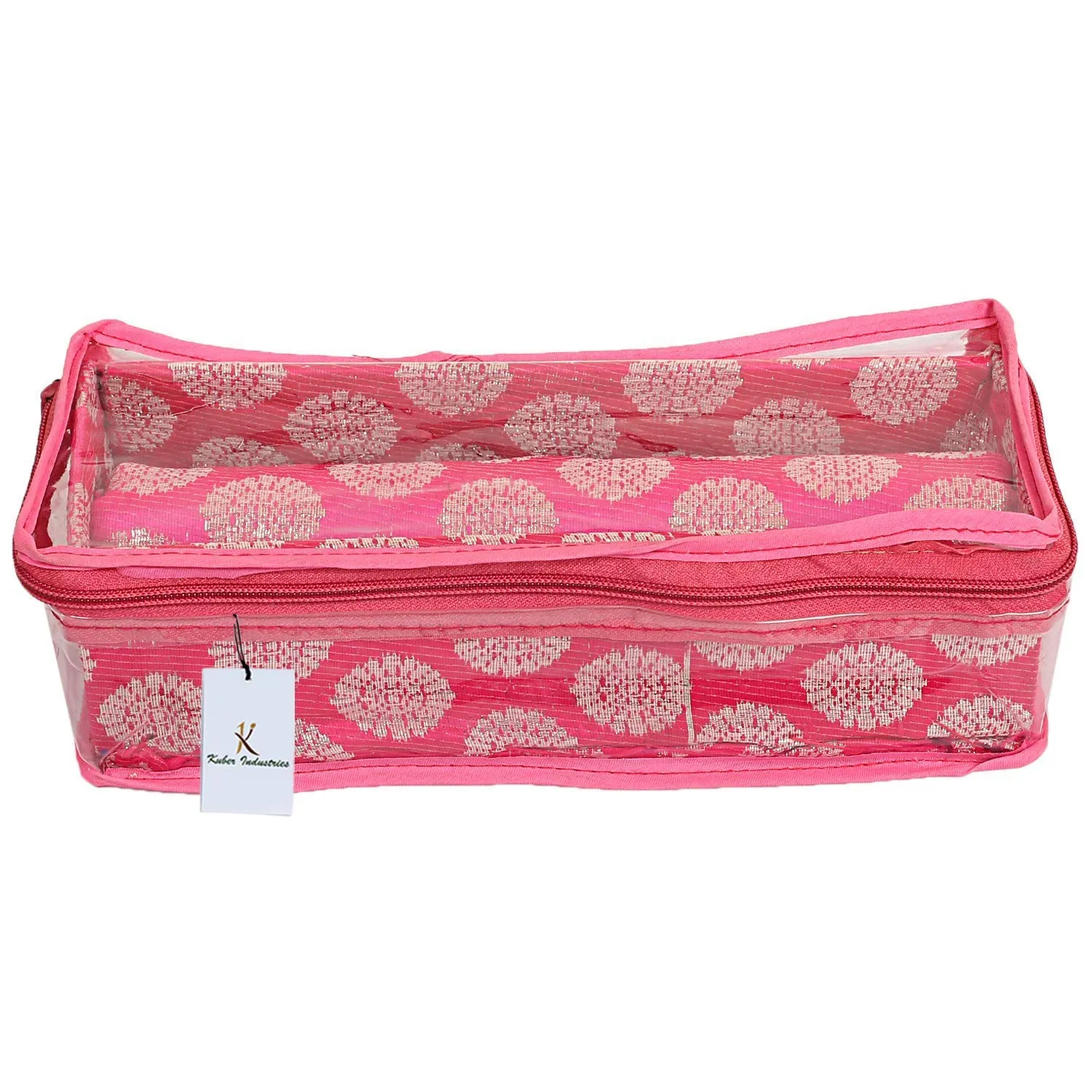 Kuber Industries Brocade Bangle Box, Pink, Standard (CTKTC0621)