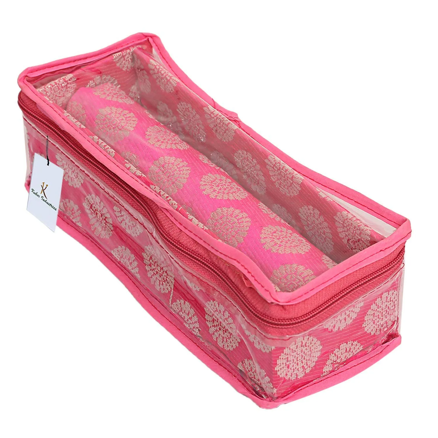 Kuber Industries Brocade Bangle Box, Pink, Standard (CTKTC0621)