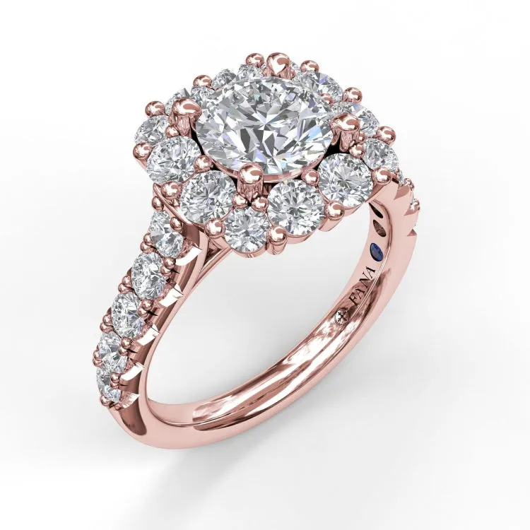 Large Diamond Cushion Halo Engagement Ring