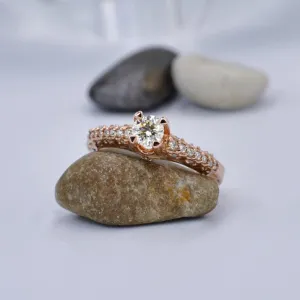 Limited 0.60 CT Round Cut Diamond Engagement Ring in 14K Rose Gold