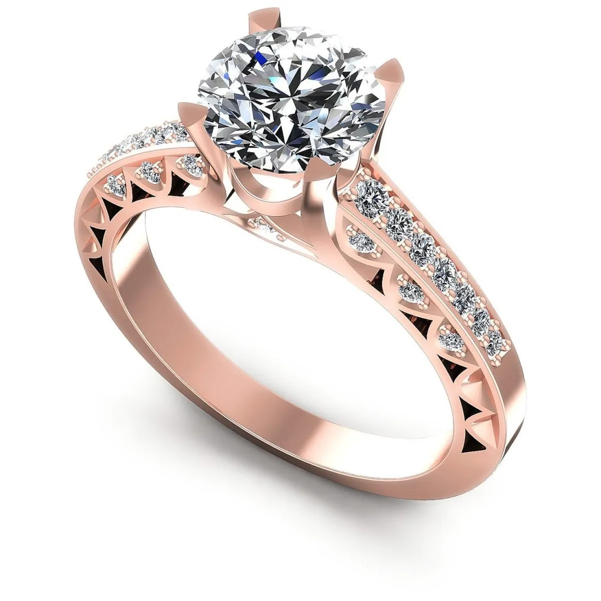 Limited 0.60 CT Round Cut Diamond Engagement Ring in 14K Rose Gold