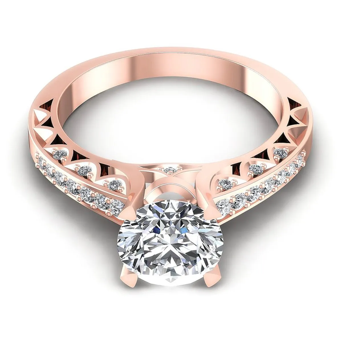 Limited 0.60 CT Round Cut Diamond Engagement Ring in 14K Rose Gold