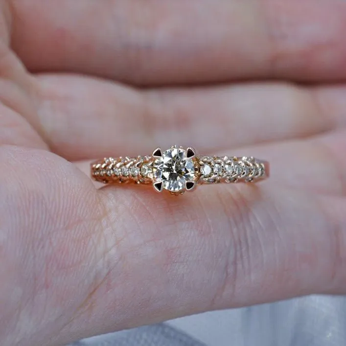 Limited 0.60 CT Round Cut Diamond Engagement Ring in 14K Rose Gold