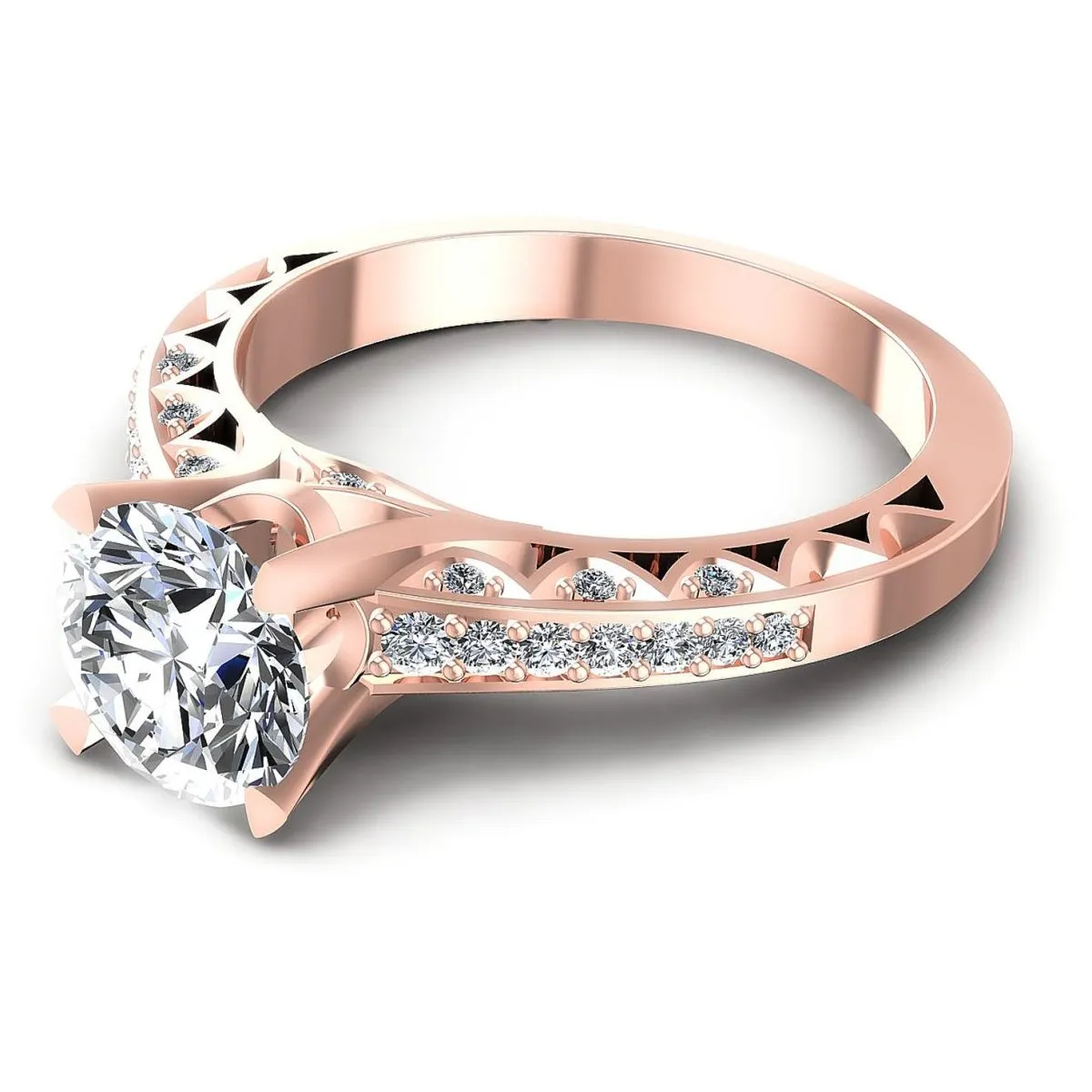 Limited 0.60 CT Round Cut Diamond Engagement Ring in 14K Rose Gold