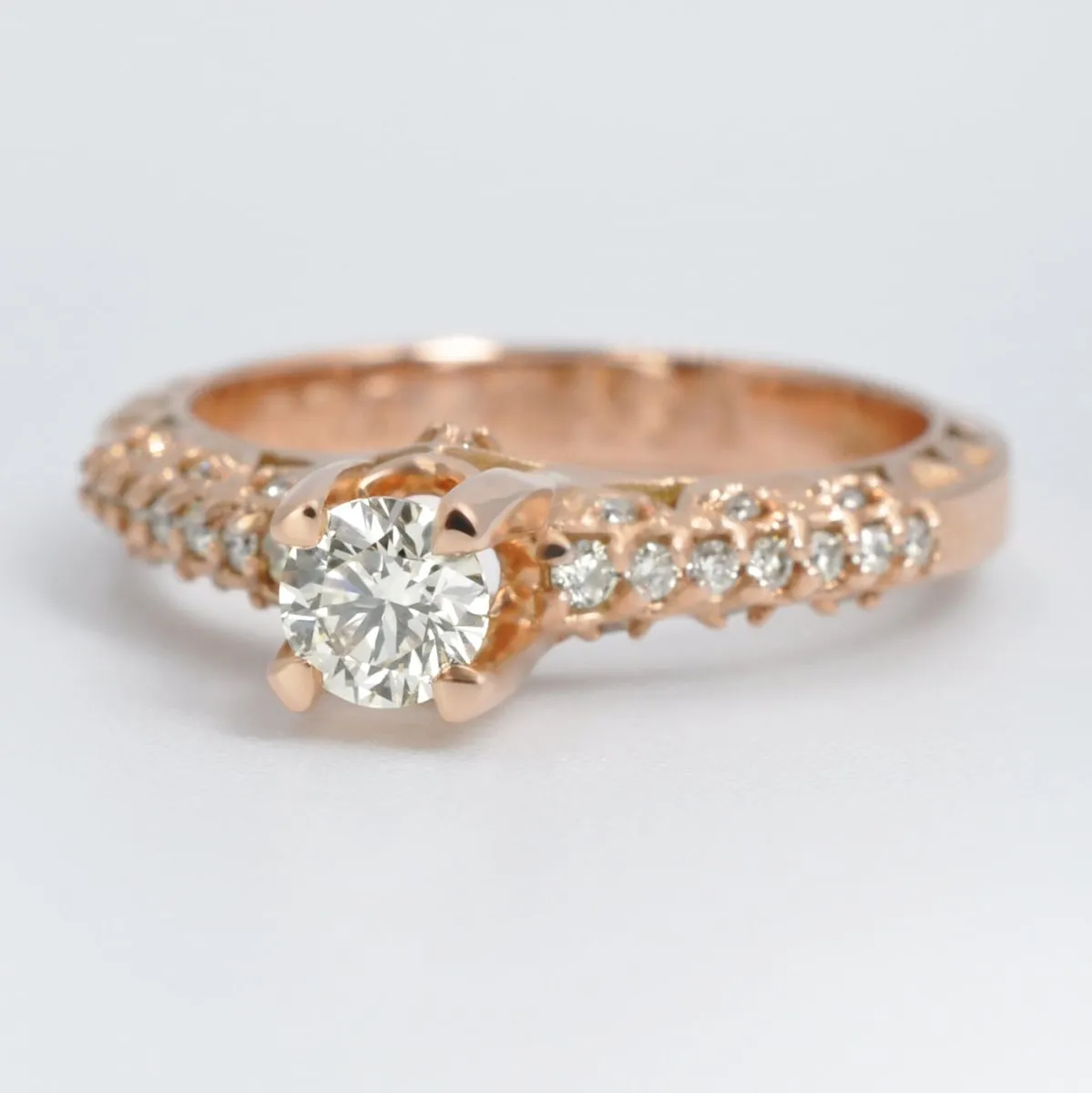 Limited 0.60 CT Round Cut Diamond Engagement Ring in 14K Rose Gold