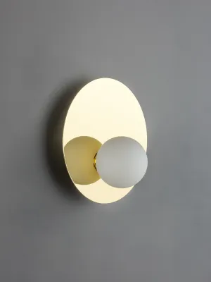 Luna - 1 light brass and opal wall light