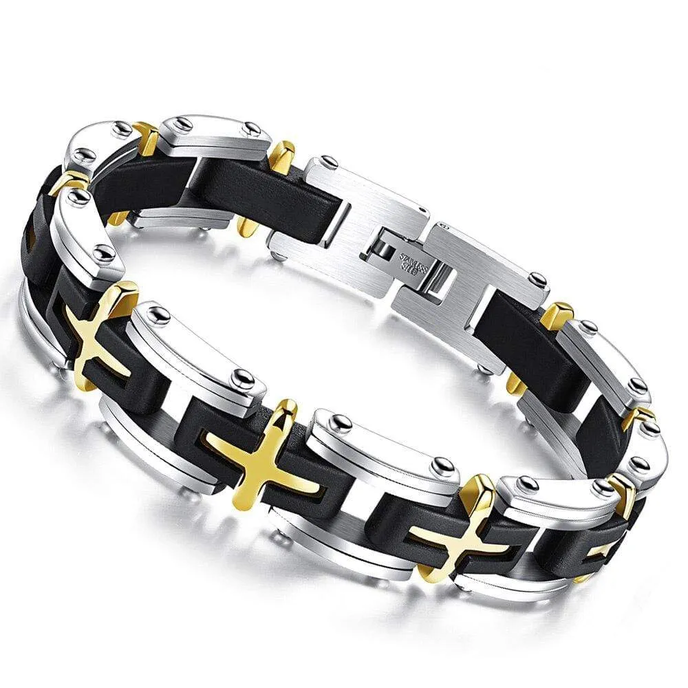 Men's Cross Bracelet <br> Cross Link