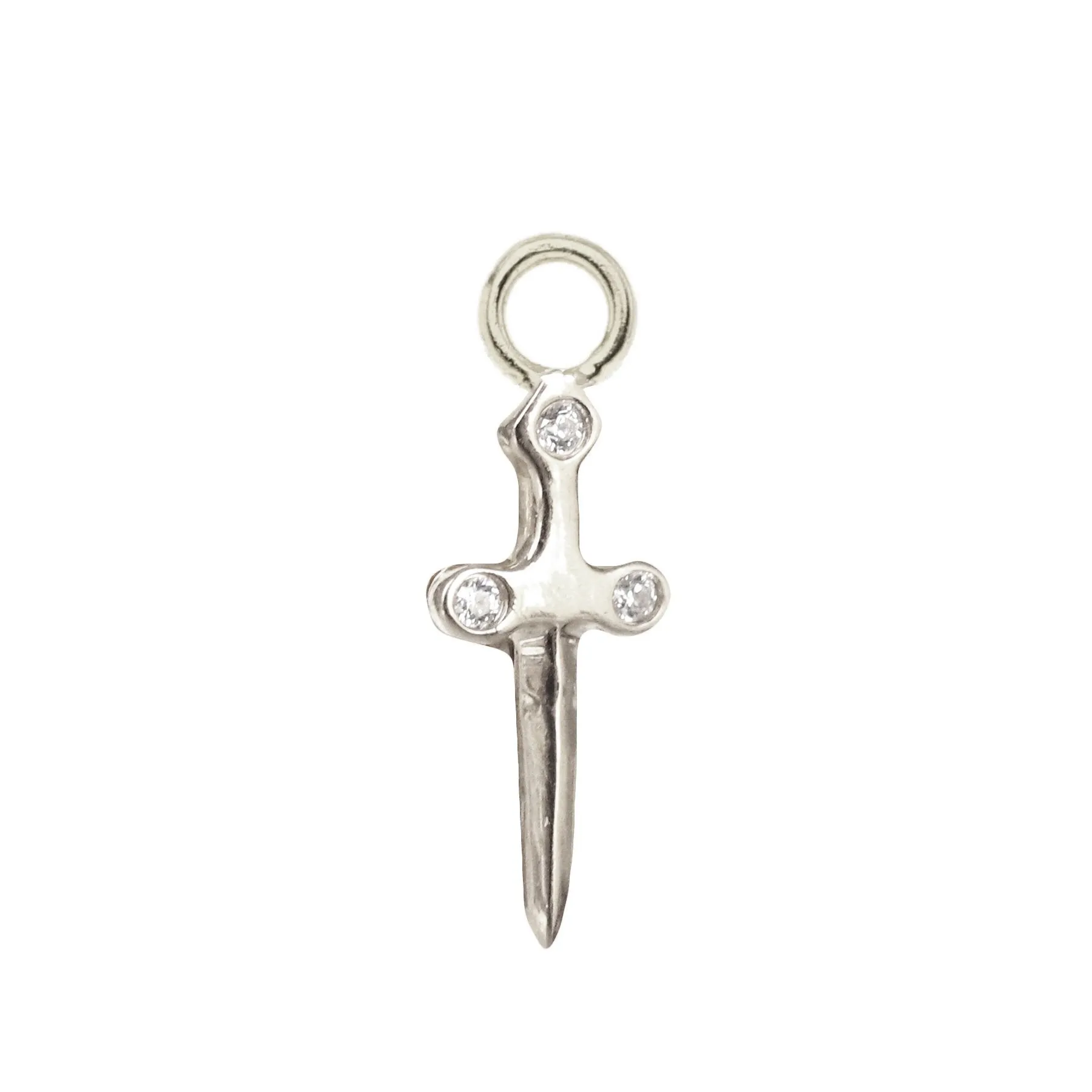 MINI PROTECT SWORD NAMESAKE CHARM - CUBIC ZIRCONIA & SILVER