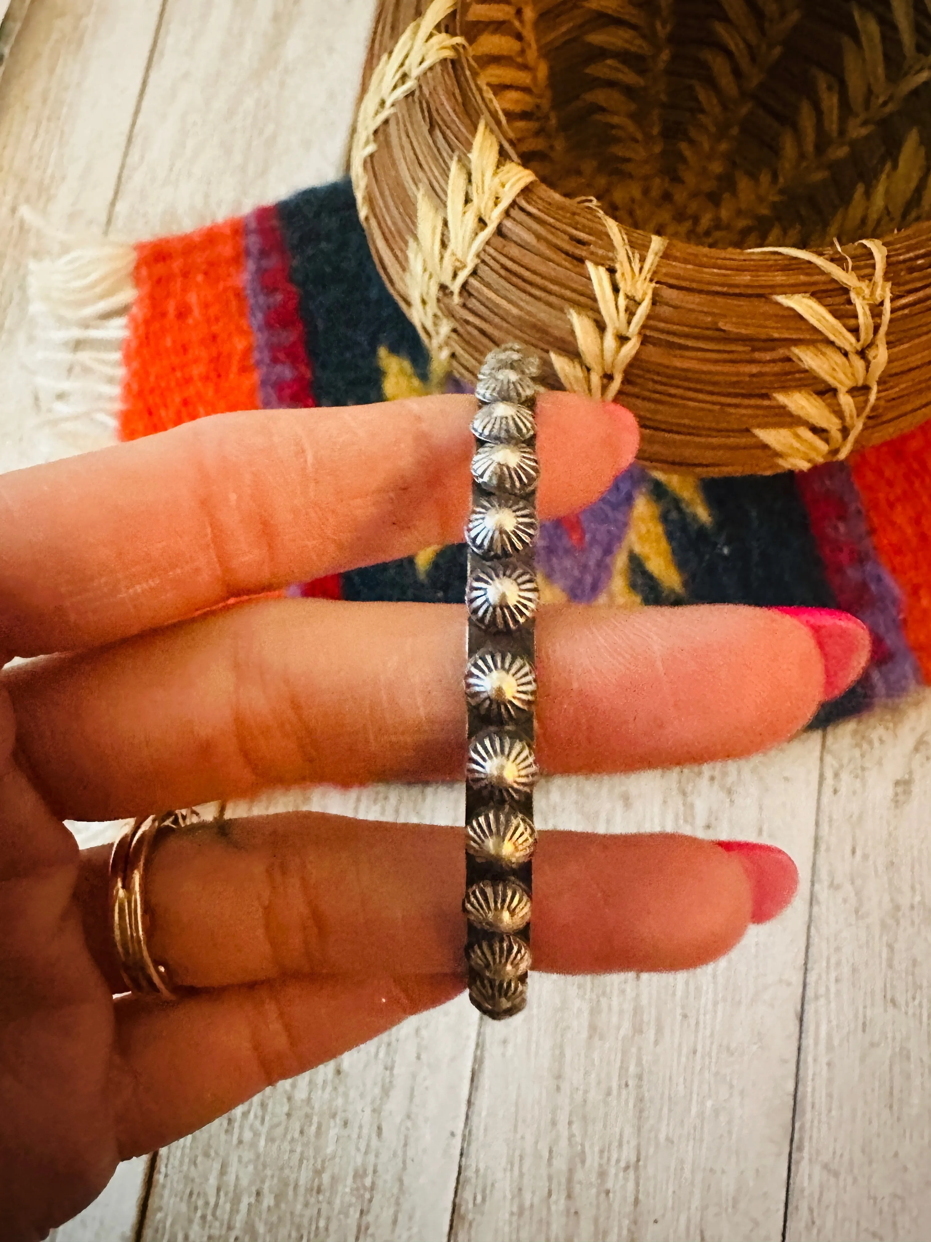 Navajo Sterling Silver Studded Bangle Bracelet by Kevin Billah