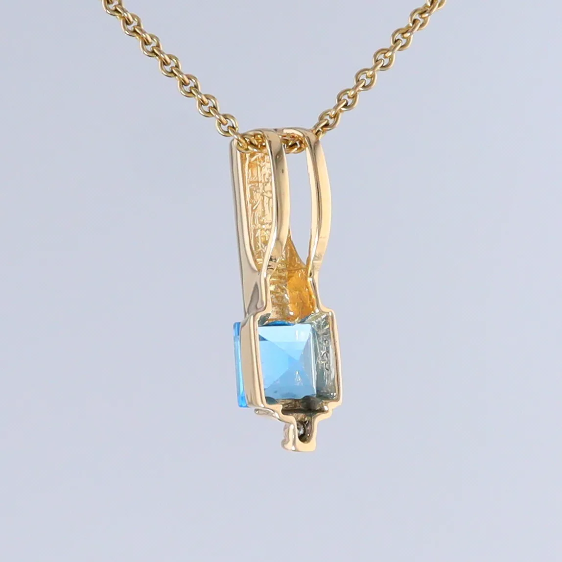 Opal Pendant Rectangle Inlaid with Blue Topaz and 0.03ctw Round Diamond