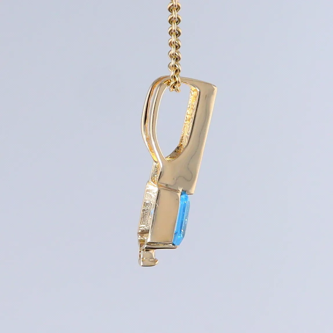 Opal Pendant Rectangle Inlaid with Blue Topaz and 0.03ctw Round Diamond