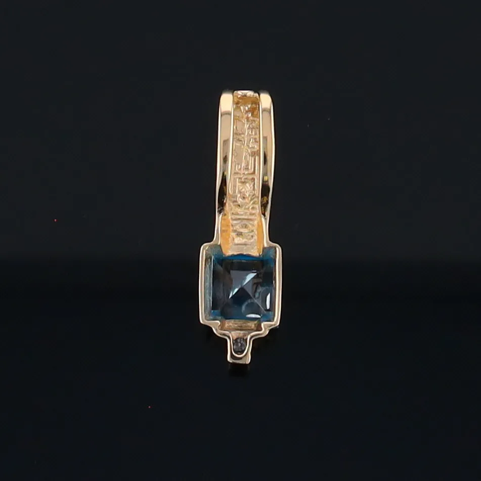 Opal Pendant Rectangle Inlaid with Blue Topaz and 0.03ctw Round Diamond