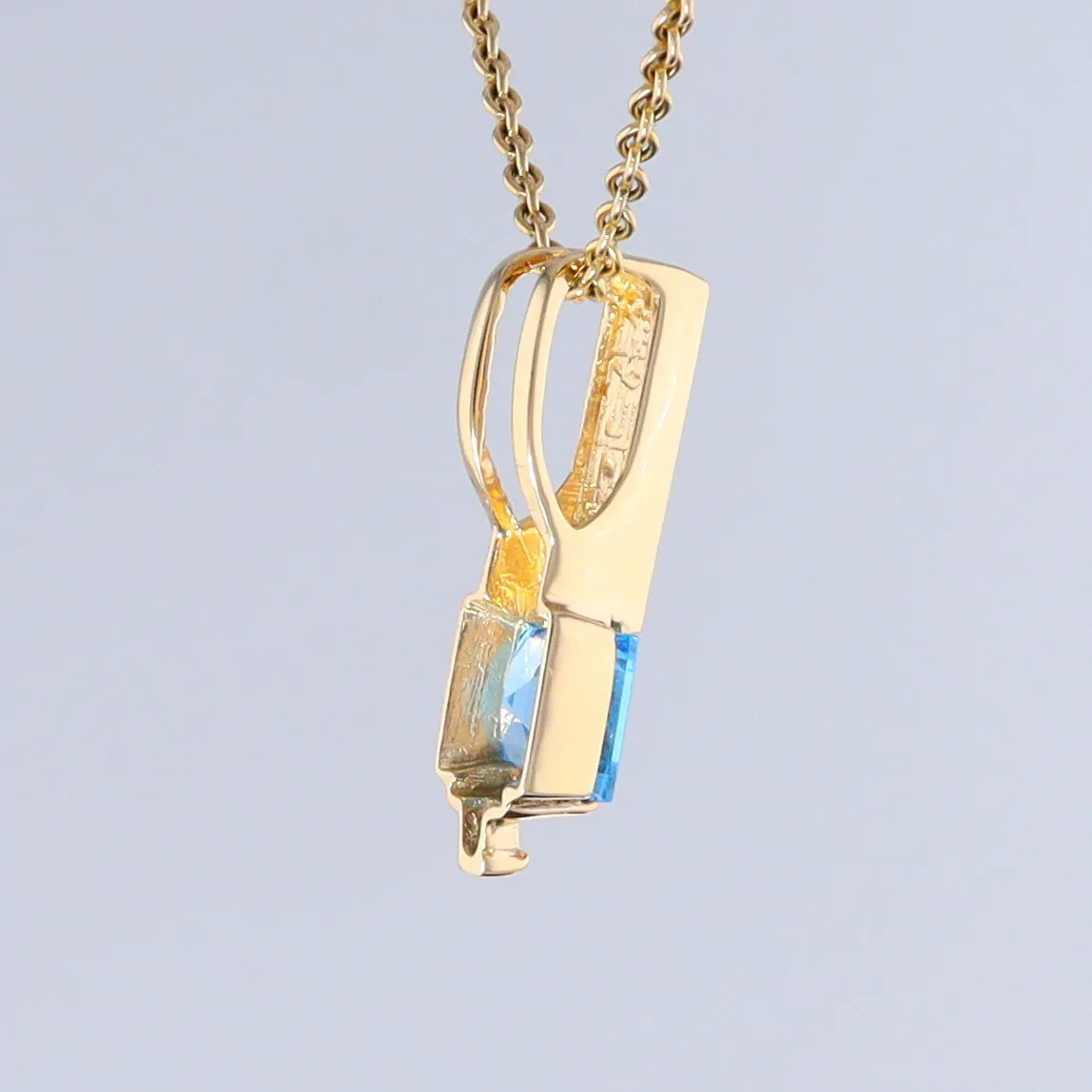 Opal Pendant Rectangle Inlaid with Blue Topaz and 0.03ctw Round Diamond