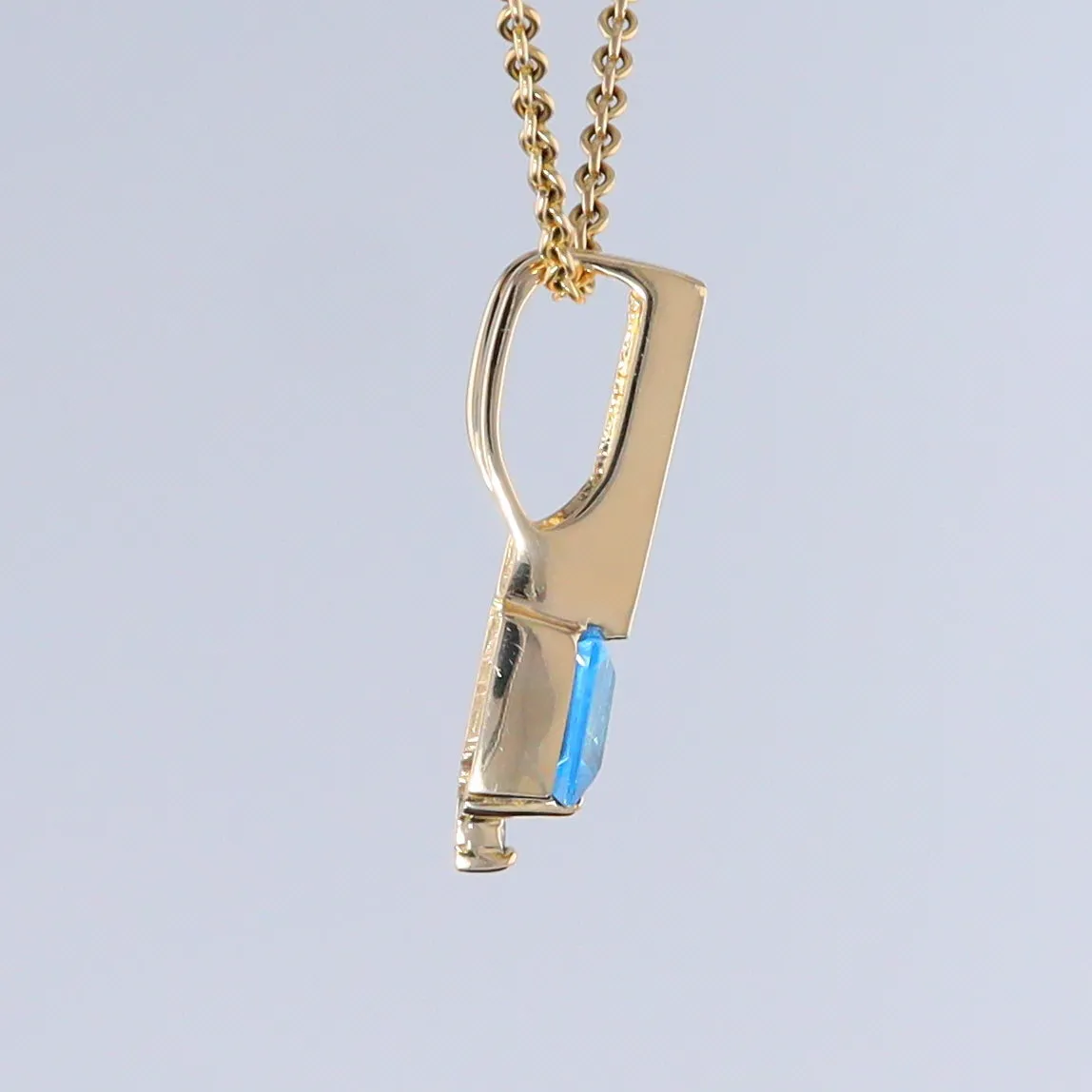 Opal Pendant Rectangle Inlaid with Blue Topaz and 0.03ctw Round Diamond