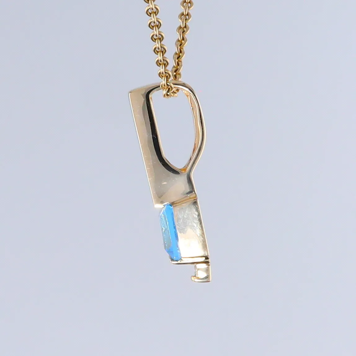 Opal Pendant Rectangle Inlaid with Blue Topaz and 0.03ctw Round Diamond