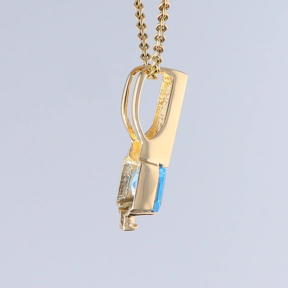 Opal Pendant Rectangle Inlaid with Blue Topaz and 0.03ctw Round Diamond