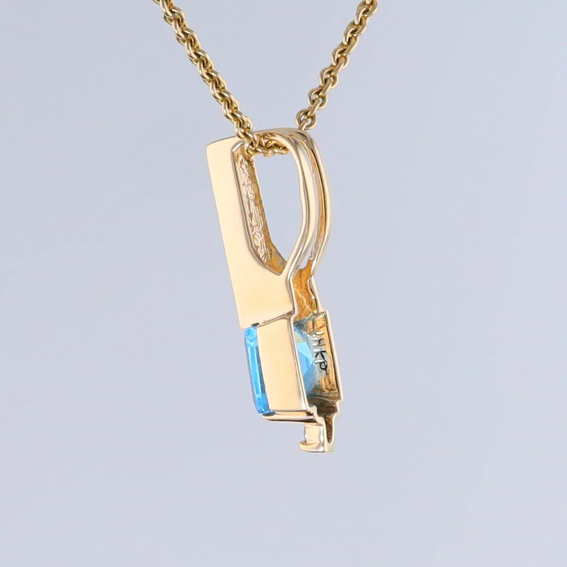 Opal Pendant Rectangle Inlaid with Blue Topaz and 0.03ctw Round Diamond