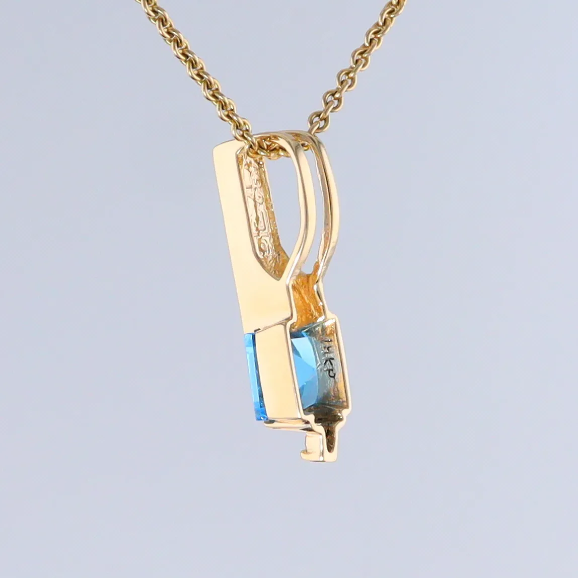 Opal Pendant Rectangle Inlaid with Blue Topaz and 0.03ctw Round Diamond