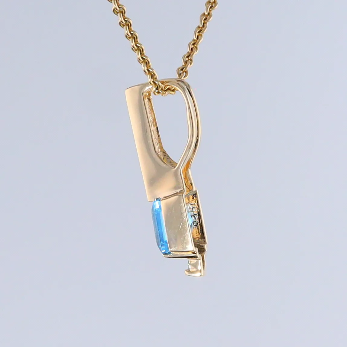 Opal Pendant Rectangle Inlaid with Blue Topaz and 0.03ctw Round Diamond