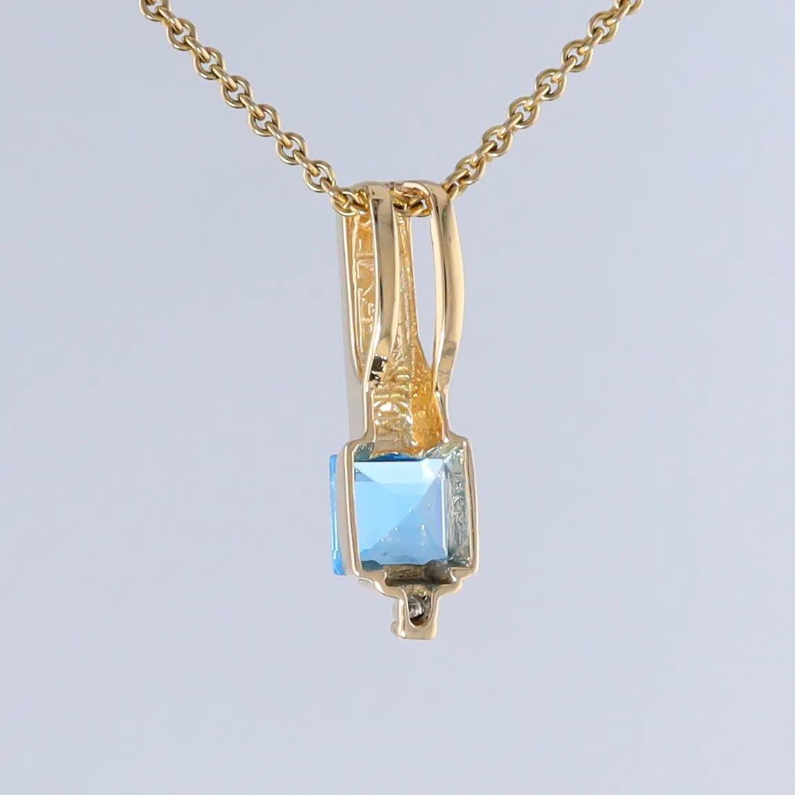 Opal Pendant Rectangle Inlaid with Blue Topaz and 0.03ctw Round Diamond