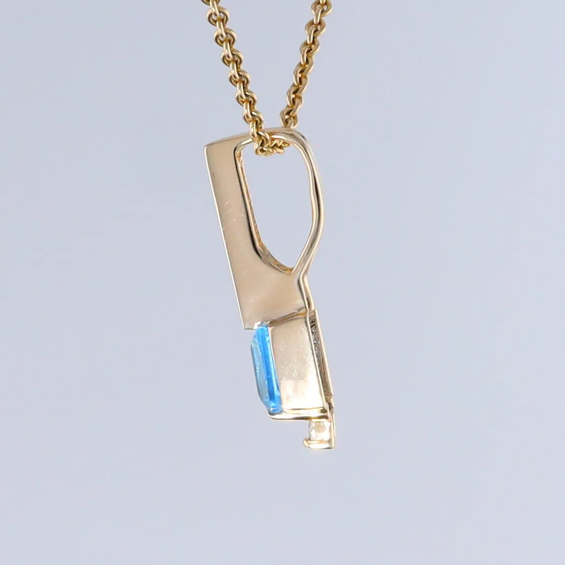 Opal Pendant Rectangle Inlaid with Blue Topaz and 0.03ctw Round Diamond