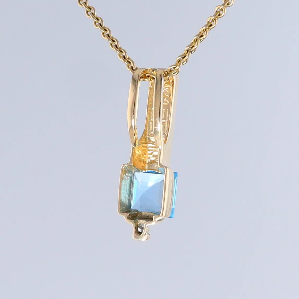 Opal Pendant Rectangle Inlaid with Blue Topaz and 0.03ctw Round Diamond