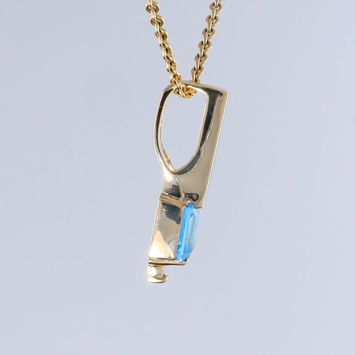 Opal Pendant Rectangle Inlaid with Blue Topaz and 0.03ctw Round Diamond