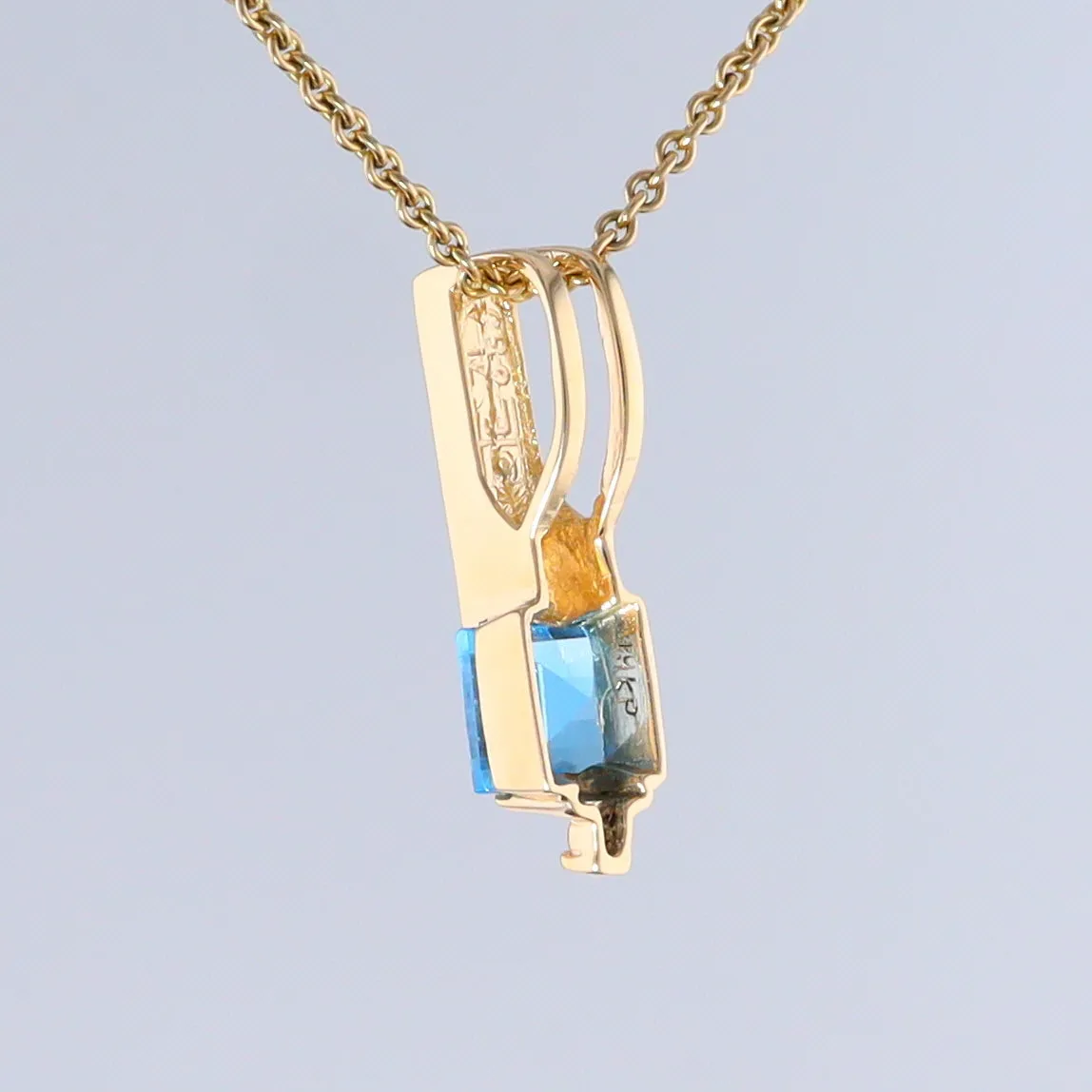 Opal Pendant Rectangle Inlaid with Blue Topaz and 0.03ctw Round Diamond