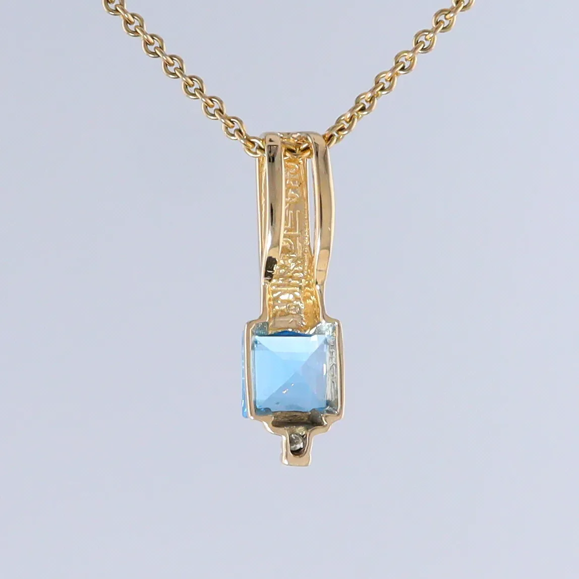 Opal Pendant Rectangle Inlaid with Blue Topaz and 0.03ctw Round Diamond