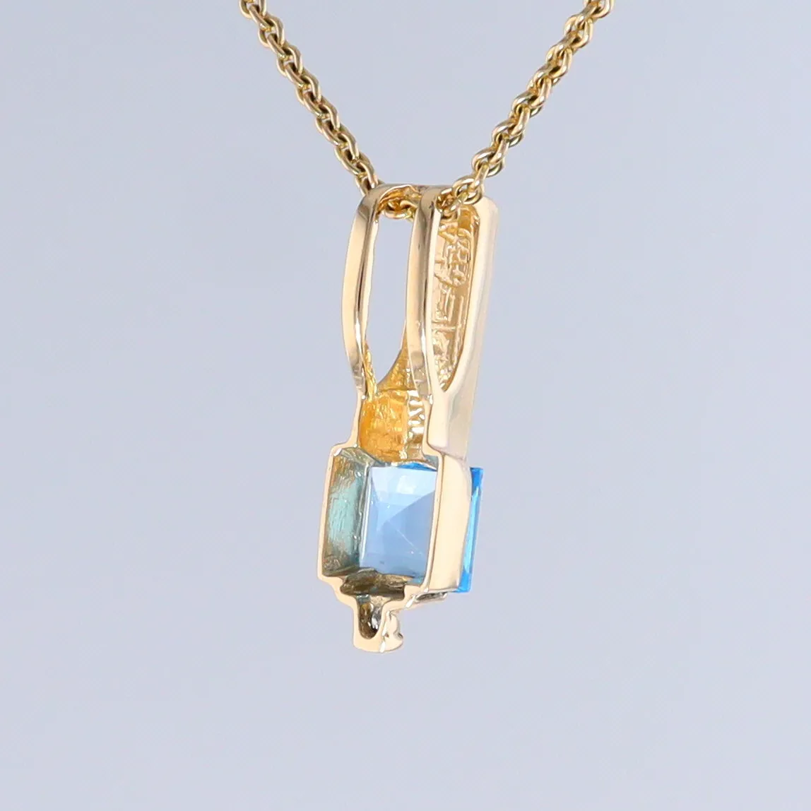 Opal Pendant Rectangle Inlaid with Blue Topaz and 0.03ctw Round Diamond