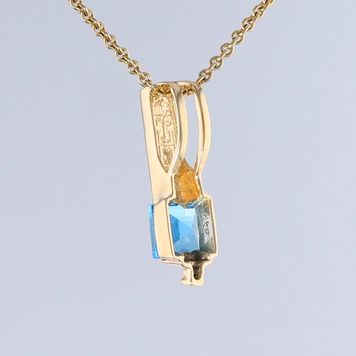 Opal Pendant Rectangle Inlaid with Blue Topaz and 0.03ctw Round Diamond