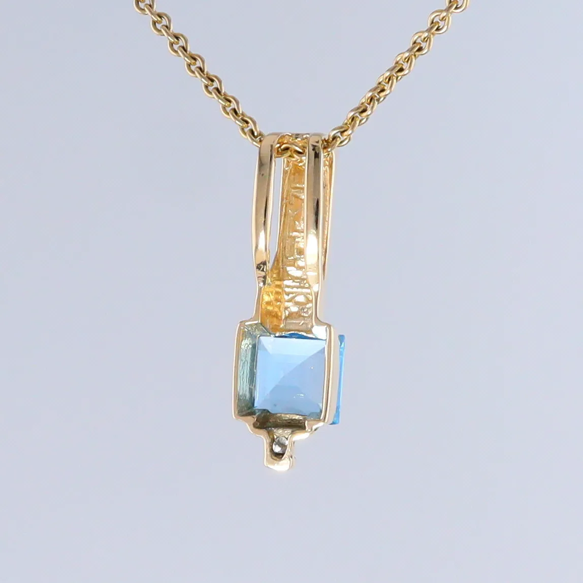 Opal Pendant Rectangle Inlaid with Blue Topaz and 0.03ctw Round Diamond