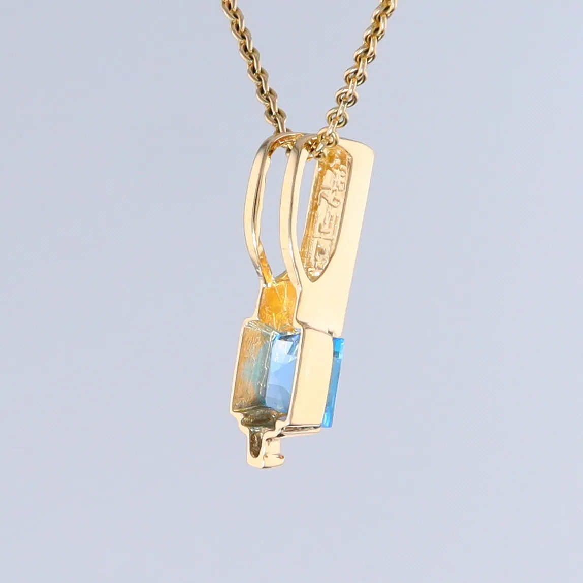 Opal Pendant Rectangle Inlaid with Blue Topaz and 0.03ctw Round Diamond