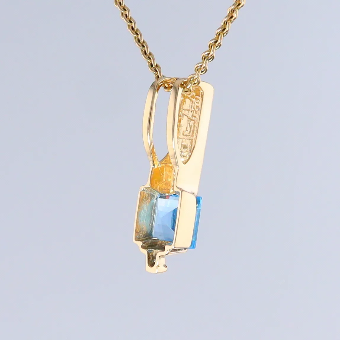 Opal Pendant Rectangle Inlaid with Blue Topaz and 0.03ctw Round Diamond