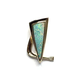 Opal Pendant Triangle Inlaid Design with .06ct Round Diamond