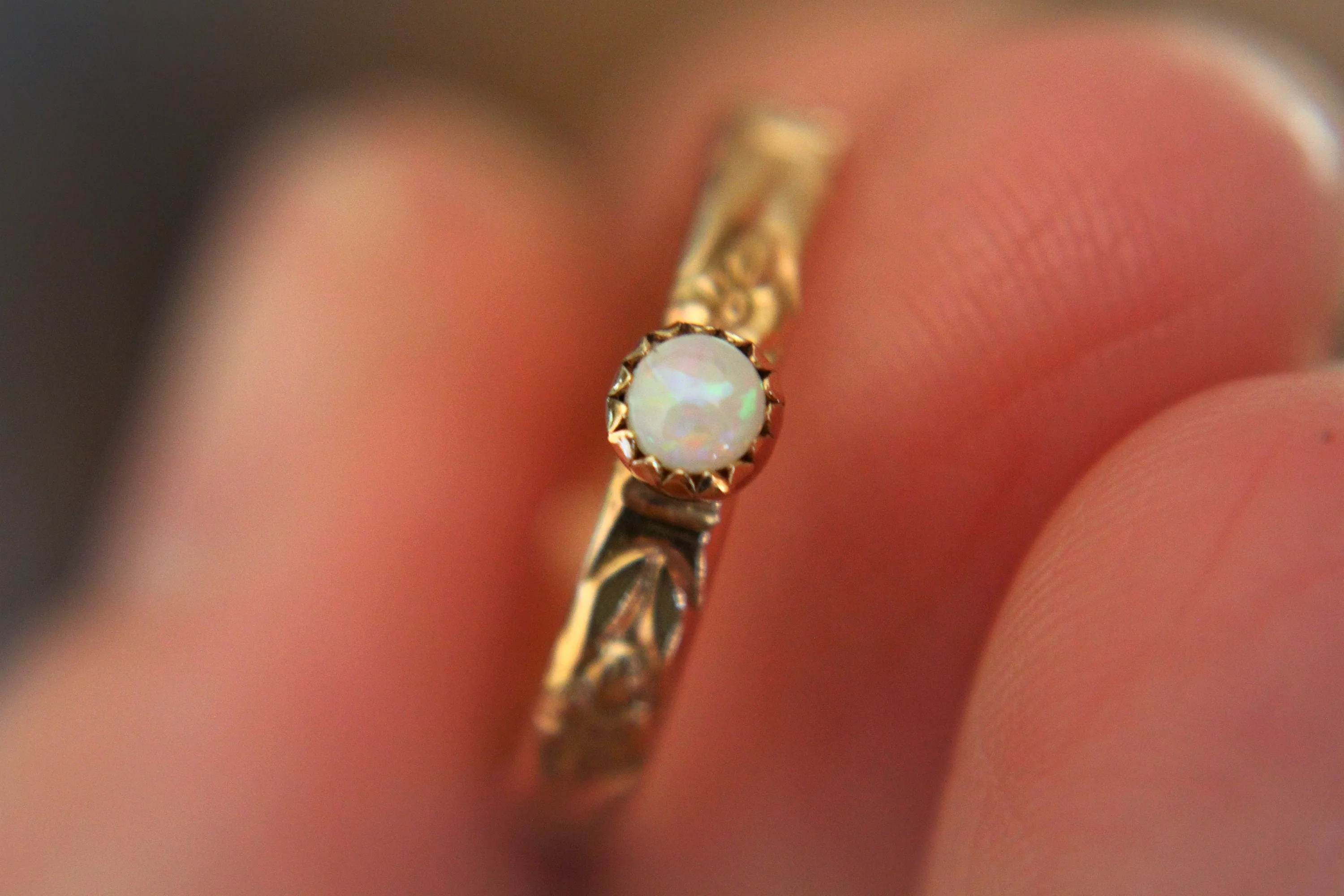 Opal Ring, Gold Opal Ring, Engagement Ring, Opal Engagement Ring, June Birthstone, Gemstone Stacking Ring, White Opal Ring, Gift, Natural