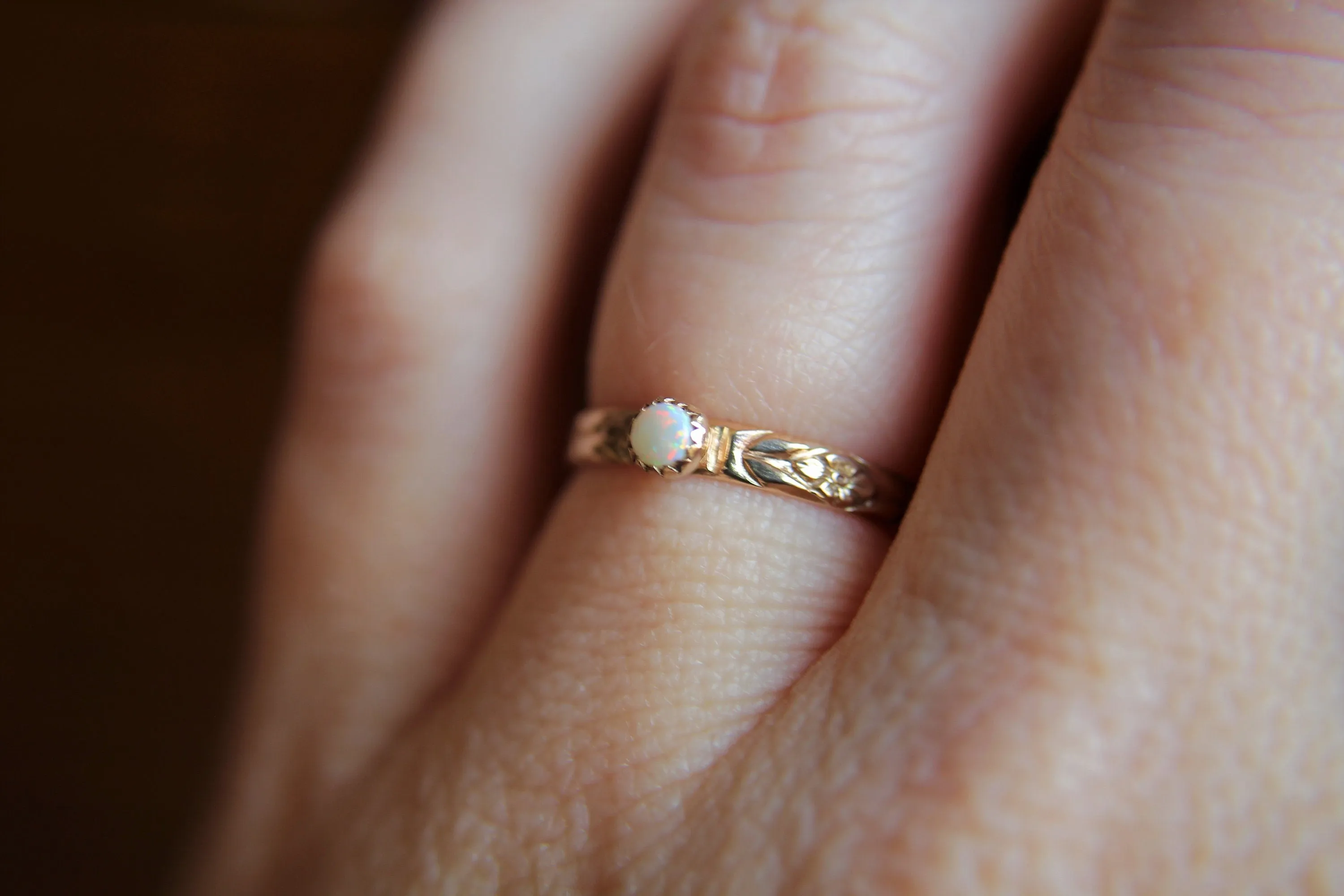 Opal Ring, Gold Opal Ring, Engagement Ring, Opal Engagement Ring, June Birthstone, Gemstone Stacking Ring, White Opal Ring, Gift, Natural