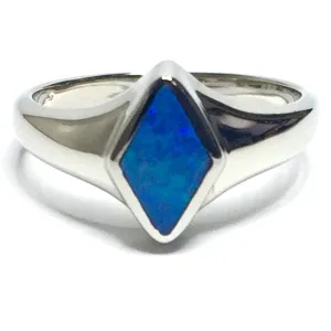 Opal Rings Diamond Shape Inlaid Design