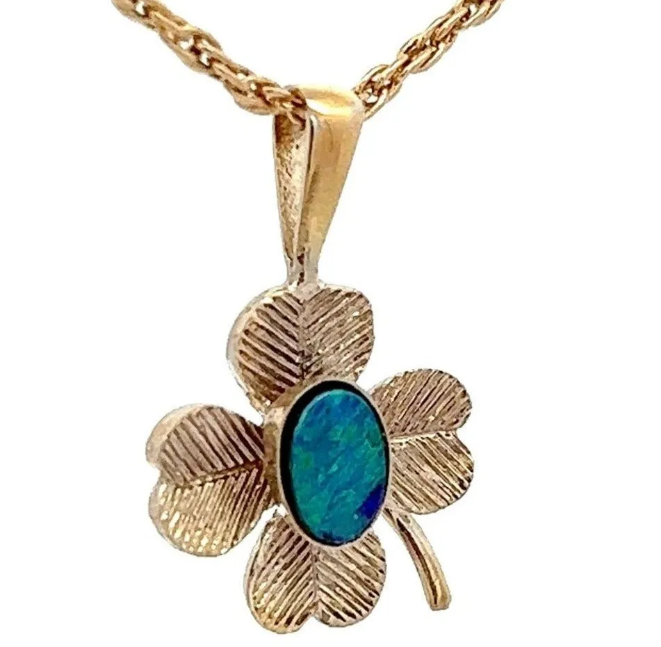 Opal Triplet Gold Plated Clover Pendant