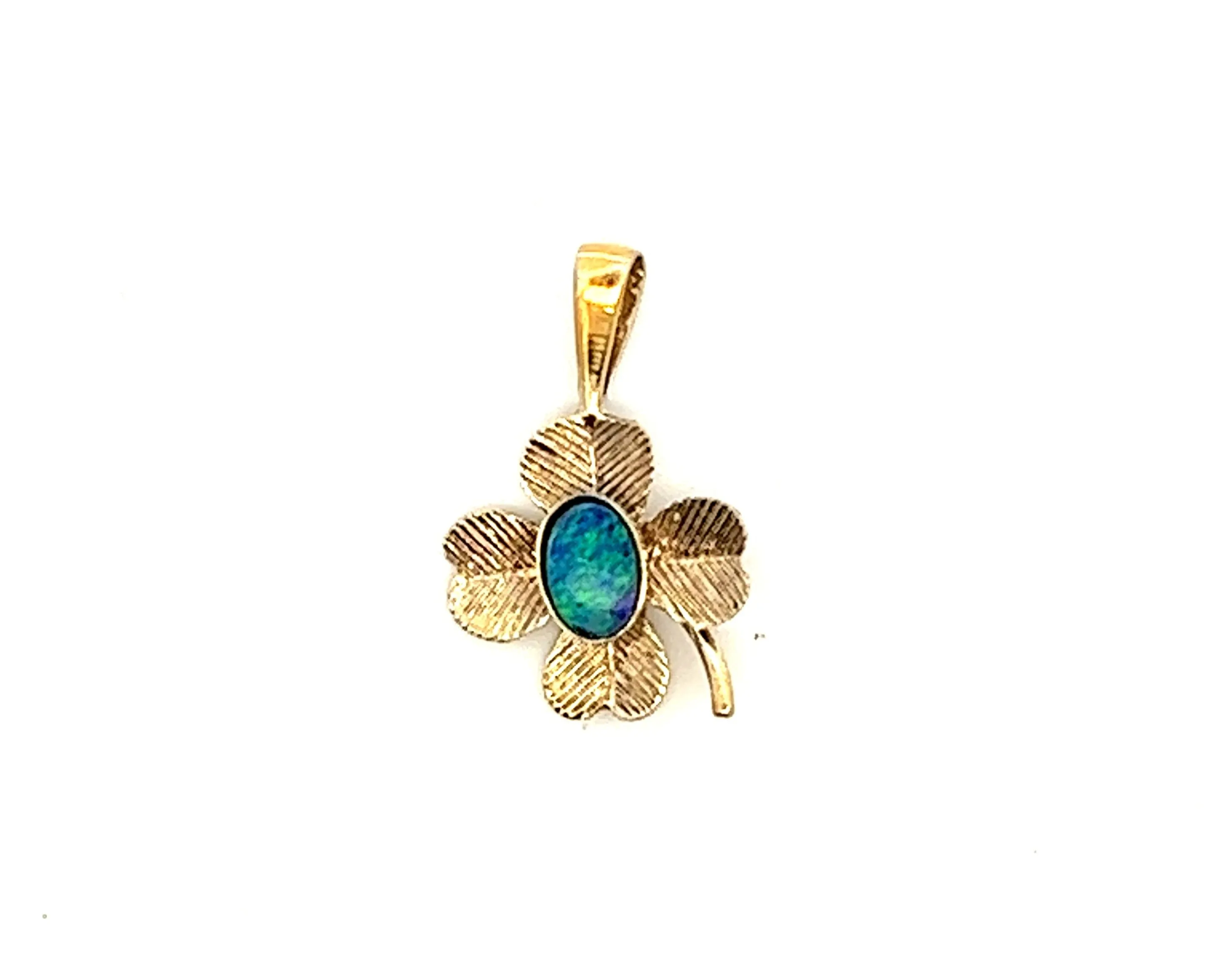 Opal Triplet Gold Plated Clover Pendant