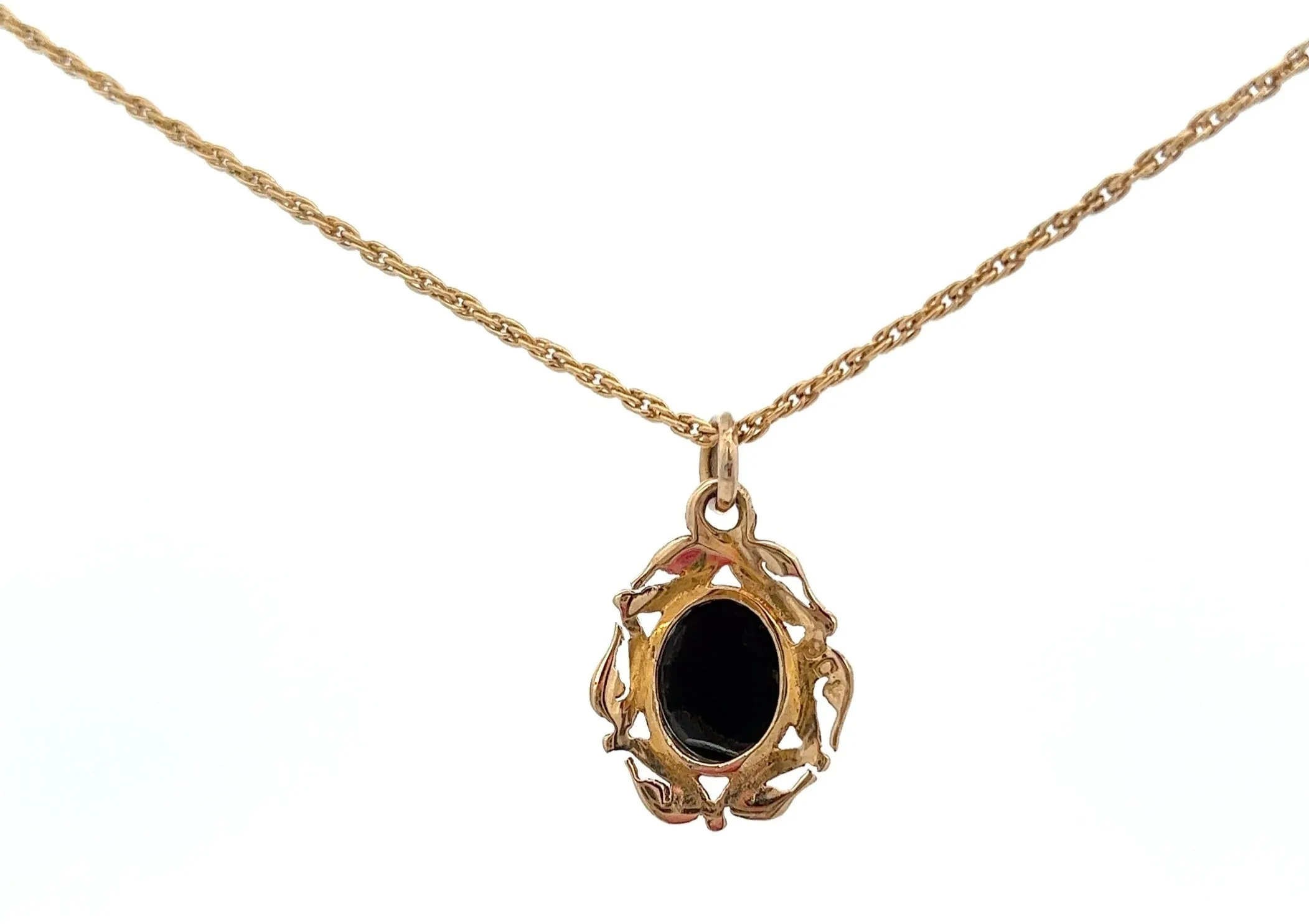 Opal Triplet Yellow Gold Pendant with Scroll Surround