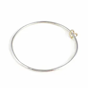 Open Heart Silver & Gold Charm Bangle