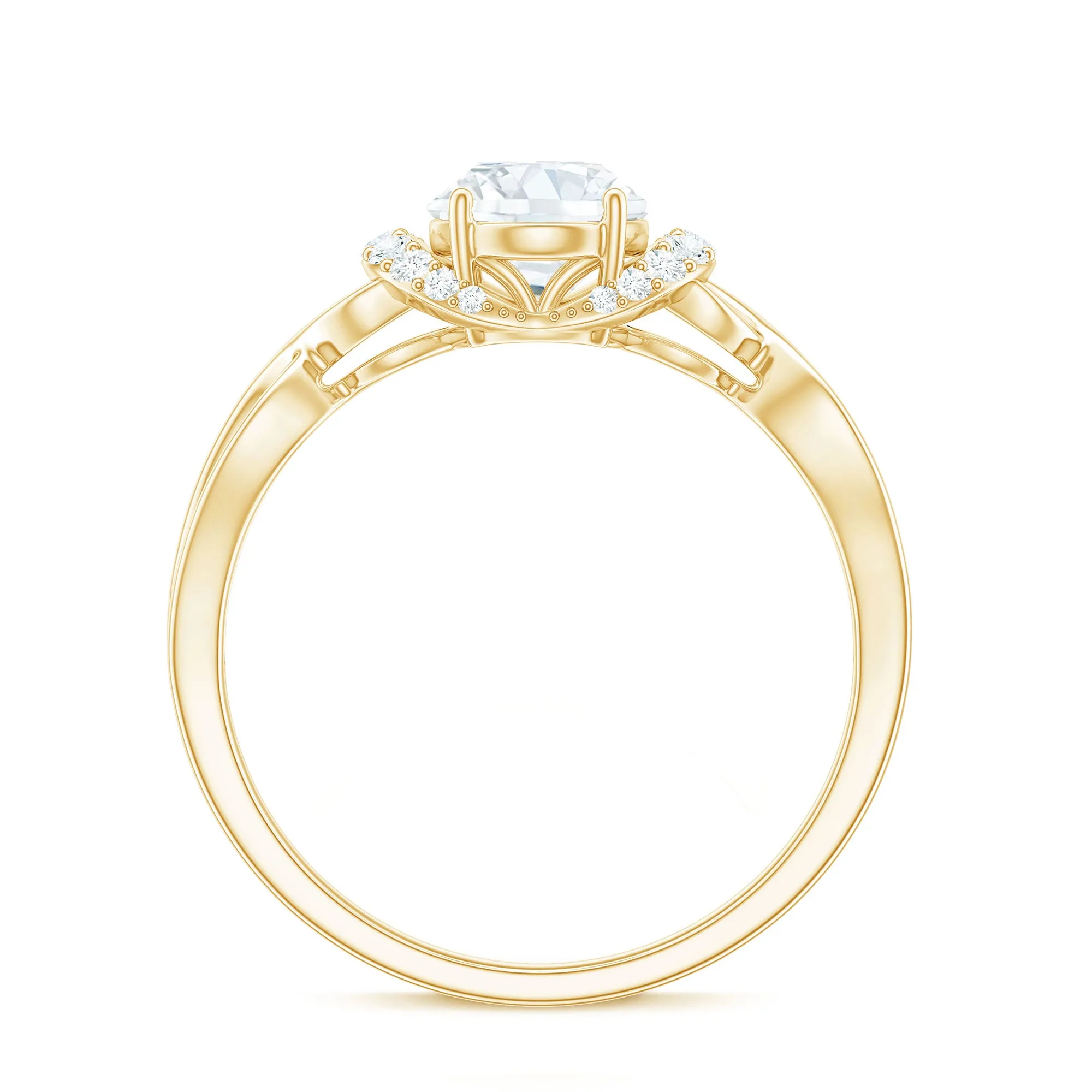 Oval Shape Moissanite Solitaire Infinity Ring in Gold