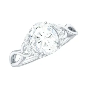 Oval Shape Moissanite Solitaire Infinity Ring in Gold