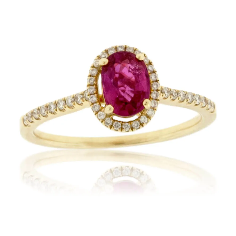 Oval Shaped Ruby and Diamond Ring